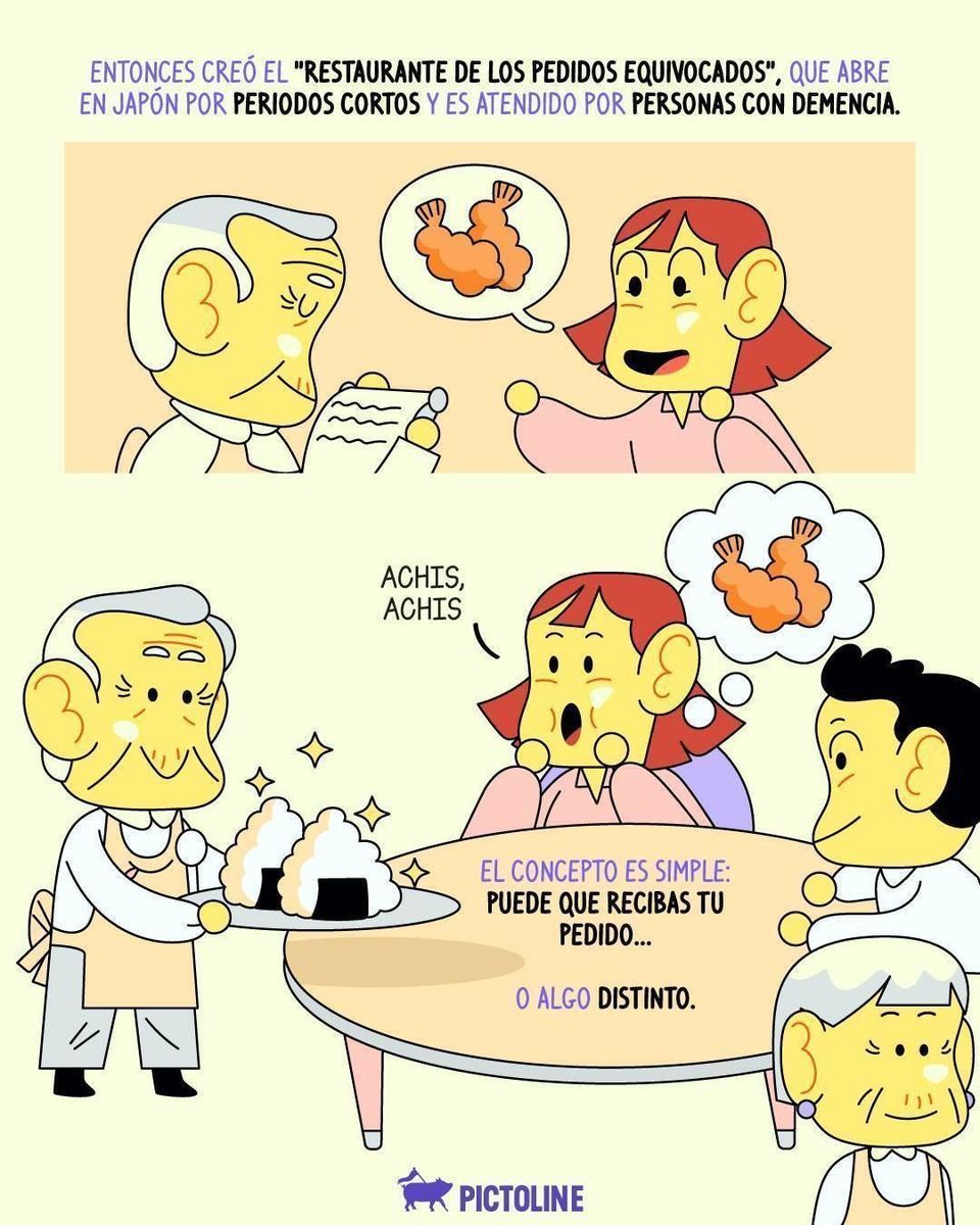 🍲 Un lugar donde las equivocaciones son parte del plan ✨⁣ ⁣ #demencia #memoria #saludmental #adultosmayores #envejecimiento #restaurantes #japon #sociedad #pictoline