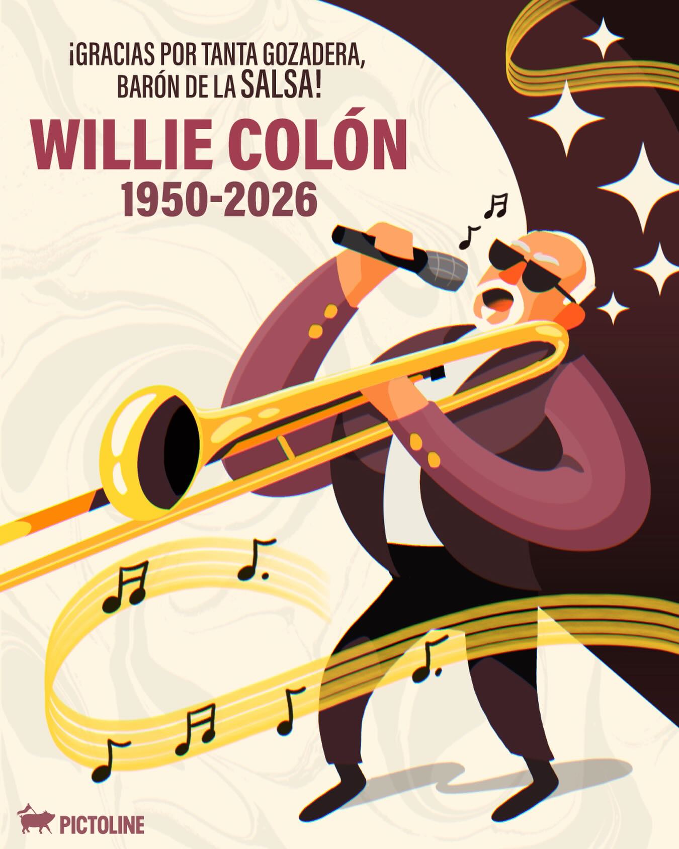 En la sala de un hospital, en febrero de 2026, se fue Colón... 🎵 ¡Gracias por tanta música, Willie! ❤️🎤 (No, no es IA; puro talento de nuestra artista @vals.421). #williecolon #salsa #música #breaking #pictoline