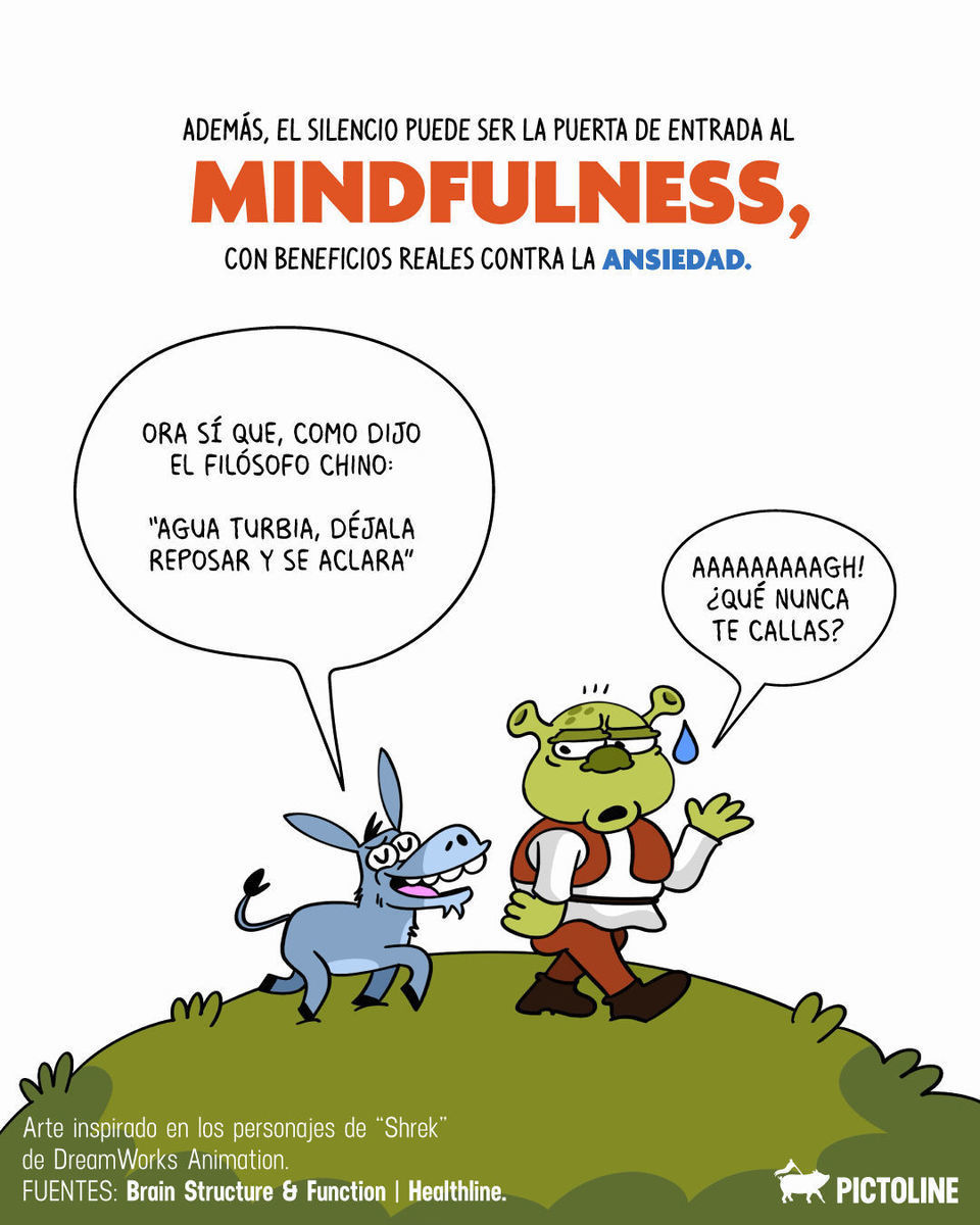 No seas Burro, intenta tener pequeñas dosis de silencio en tu día, tu mente lo agradecerá 📴✨ #silencio #cerebro #saludmental #mente #silenciointerior #pictoline