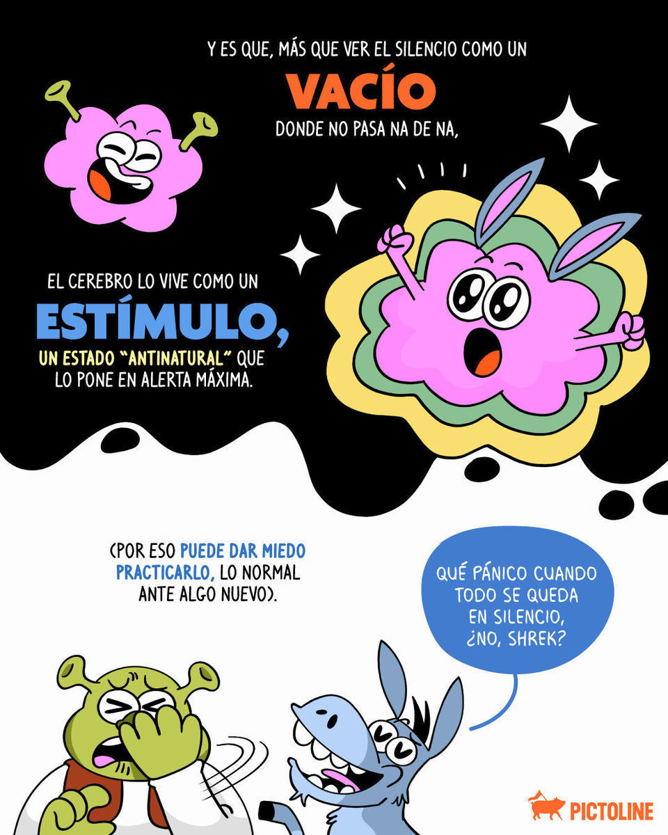 No seas Burro, intenta tener pequeñas dosis de silencio en tu día, tu mente lo agradecerá 📴✨ #silencio #cerebro #saludmental #mente #silenciointerior #pictoline