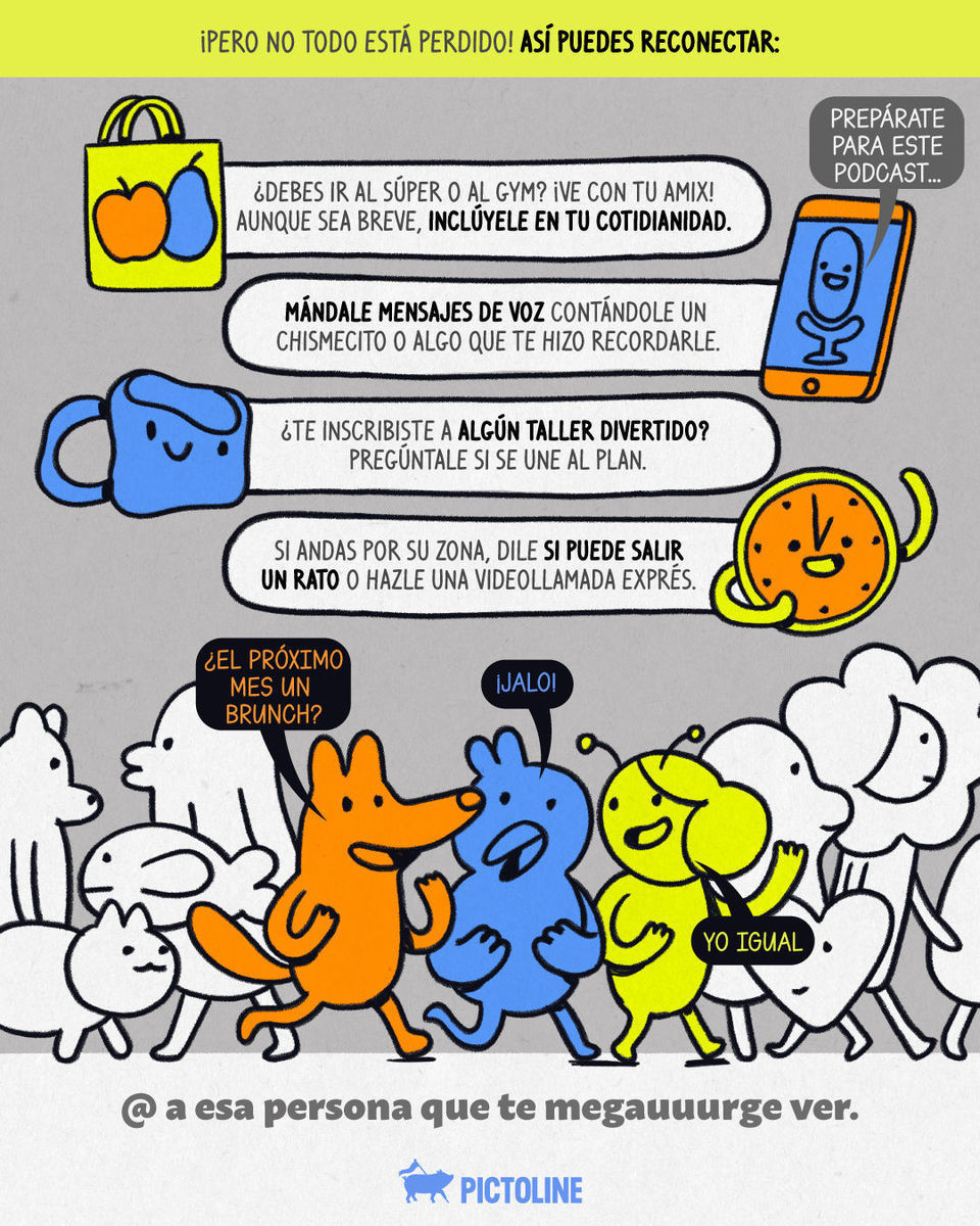 Hacer espacios en tu agenda para ver a tus amistades es clave 📆👌🏽❤️⁣ ⁣ #amistades #amigos #amistadesamigo #relaciones #psicologia #pictoline