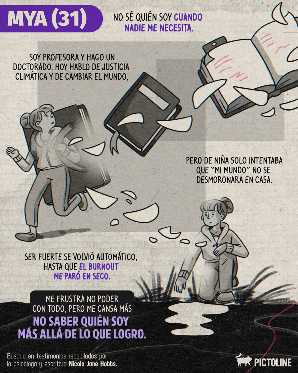 ¿Cuándo dejamos de creer que existir era suficiente? 😮‍💨🥀⁣ ⁣ #descanso #mujeresreales #mujeres #8m #historias #pictoline