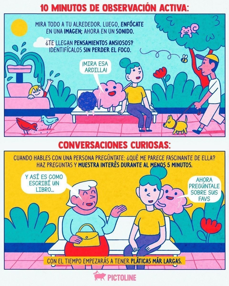Cc la curiosidad puede ayudarte a socializar más… 🧠💭🔍⁣ ⁣ #saludmental #ansiedadsocial #mindfulness #psicologia #pictoline