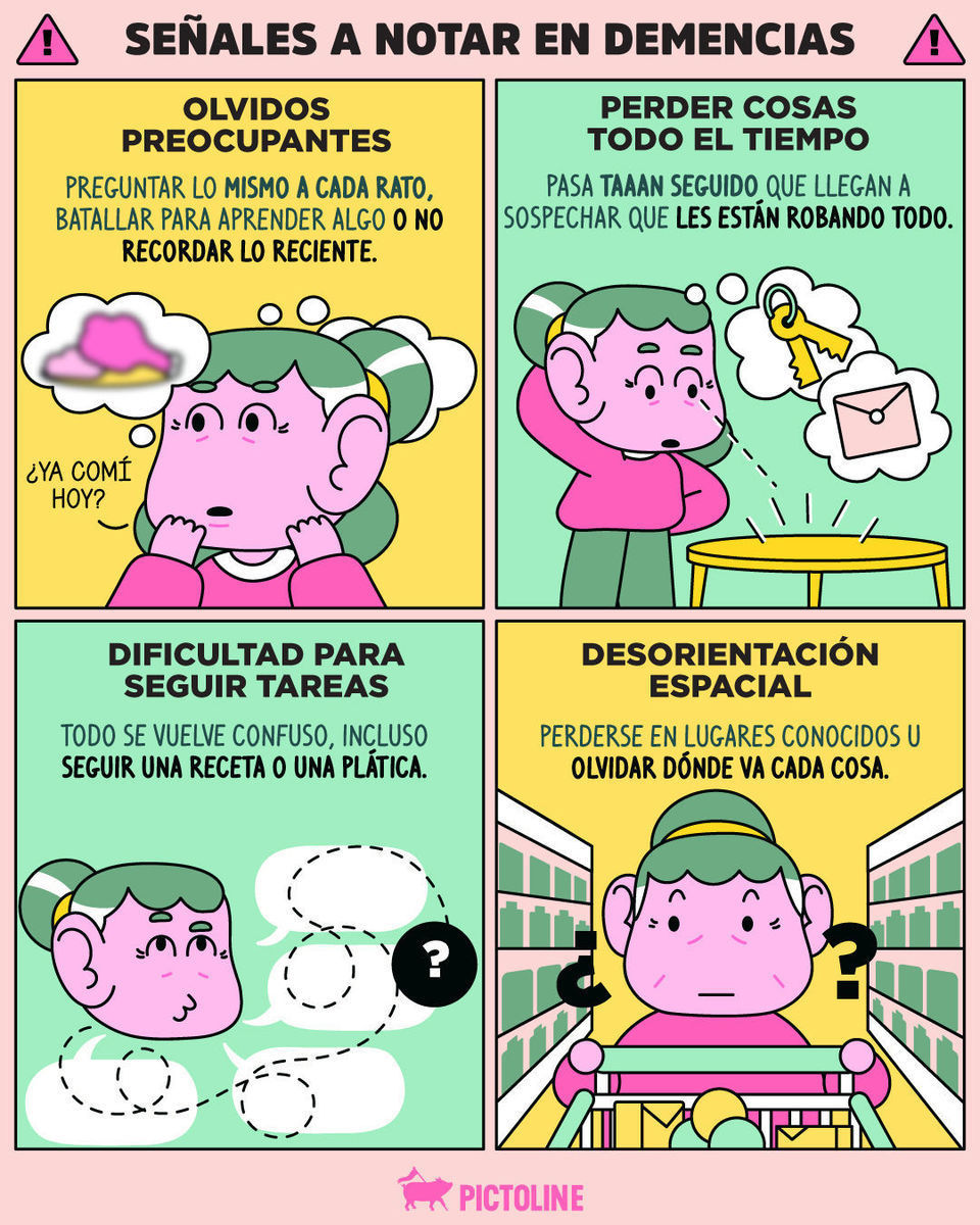 La demencia no es algo que “te da por la edad” 😯 #demencia #vejez #deteriorocognitivo #cerebro #memoria #saludmental #cuidados #salud #ciencia #pictoline