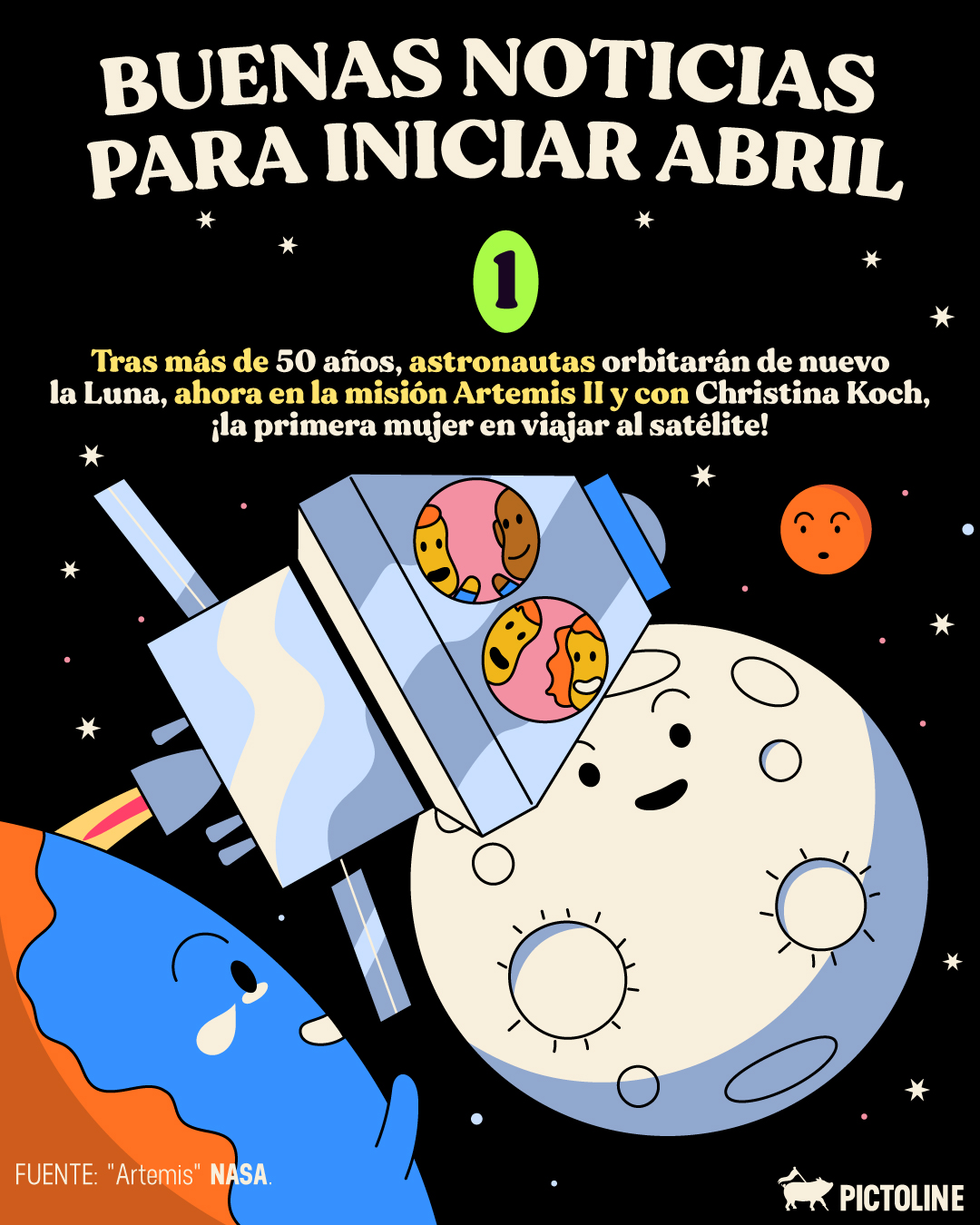 Todas son un notición, pero más la última 👏❤️😌 #buenasnoticias #abril #espacio #artemis #mariposas #leyes #laoficina #pictoline