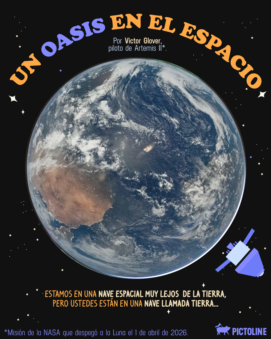 Entre tanto caos, Victor Glover nos recuerda desde la Luna que estamos juntos en este oasis llamado Tierra 🧑‍🚀🚀🥲🌑 #artemis #nasa #espacio #actualidad #pictoline