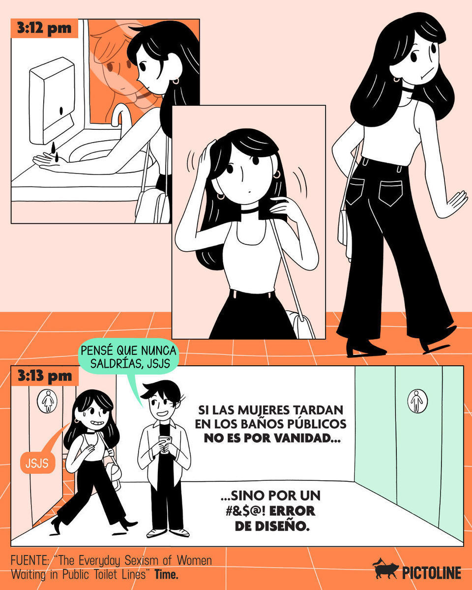 Nooombre, ¡y luego imagínate lo que es ir al baño público en un concierto! 👯👯🚽⏱️ ¿Cuánto es lo más que te has tardado en entrar?⁣ ⁣ #baño #experiencia #baños #sociedad #pictoline