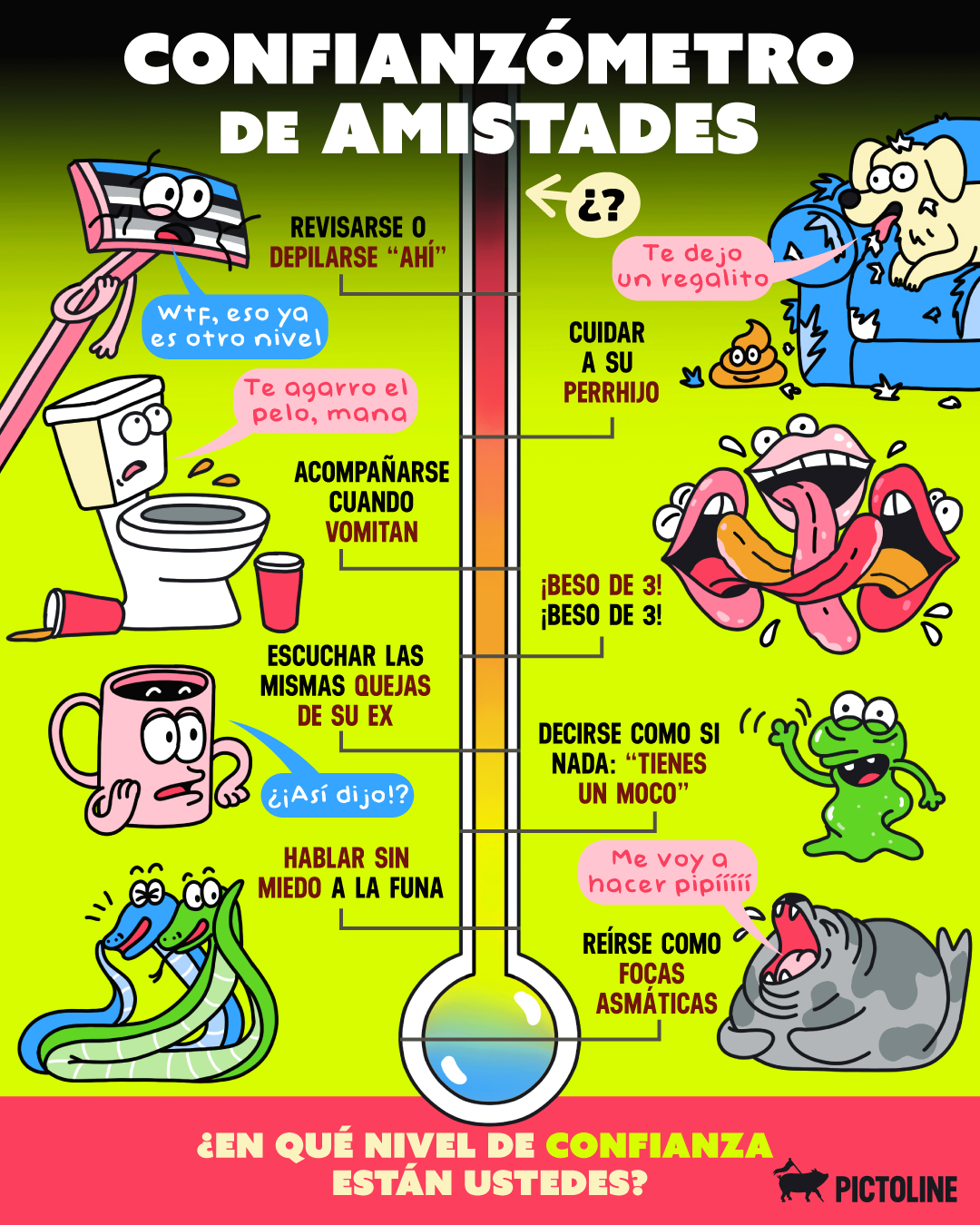 Hay amistades que lo llevan a otro nivel… ¿Acaso son ustedes? 😅💕 #amistades #confianza #humor #diversión #pictoline