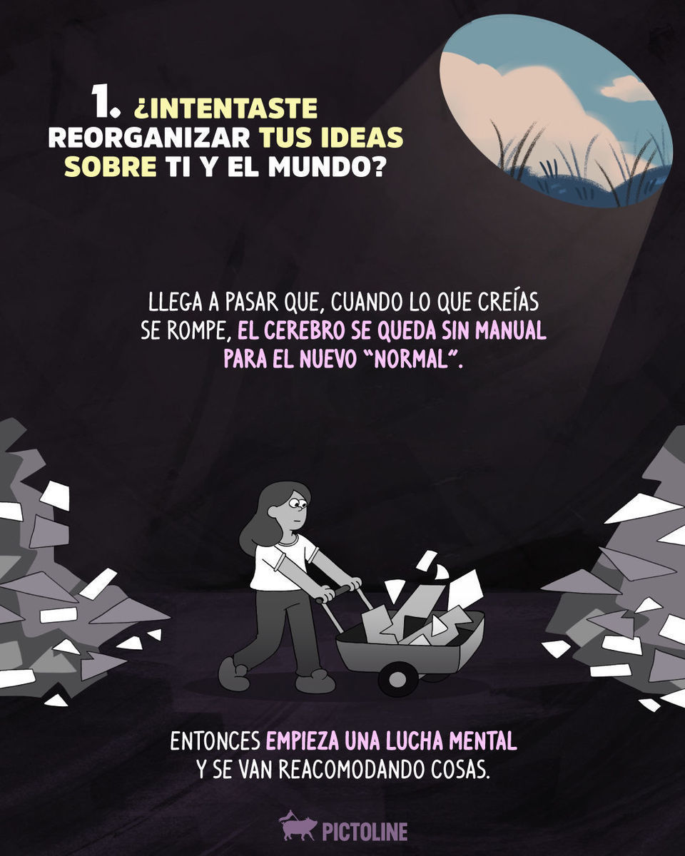 ¿Hay algo que agradeces haber vivido, aunque en su momento te rompió? ❤️‍🩹⁣ ⁣ #saludmental #trauma #psicologia #resiliencia #terapia #procesos #pictoline