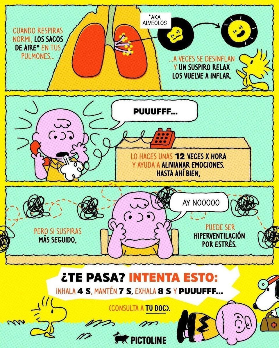 ¿Quién más por acá se la pasa suspirando y suuuspiiiraaandooo? 🗣️🫁😬⁣ ⁣ #ciencia #salud #suspiros #datoscuriosos #pictoline