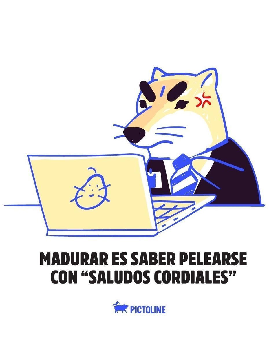-Ya te lo pinch*s mandé tres veces, prro. --Pero Hernández, no podemos poner eso. --Ok, entonces: Adjunto nuevamente el archivo. ¿Qué otras has aplicado en tu trabajo? 💀 #ambientelaboral #humor #sociedad #correocorporativo #pictoline