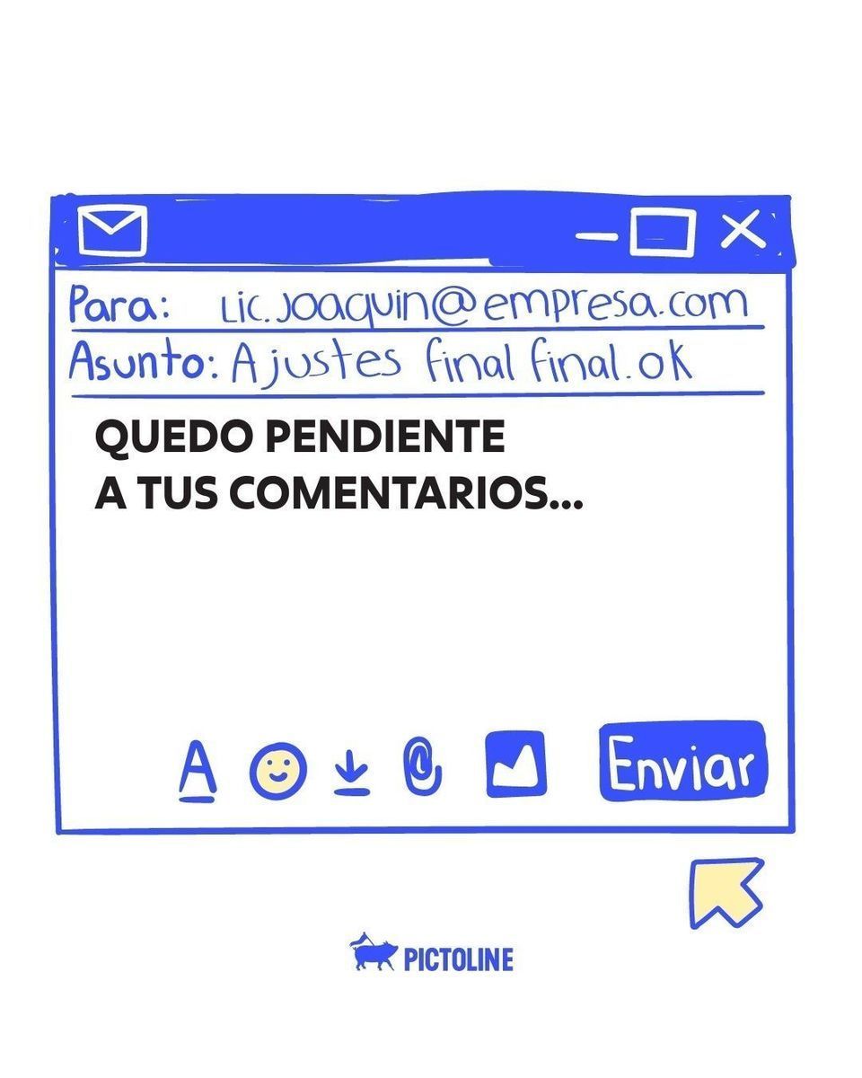 -Ya te lo pinch*s mandé tres veces, prro. --Pero Hernández, no podemos poner eso. --Ok, entonces: Adjunto nuevamente el archivo. ¿Qué otras has aplicado en tu trabajo? 💀 #ambientelaboral #humor #sociedad #correocorporativo #pictoline