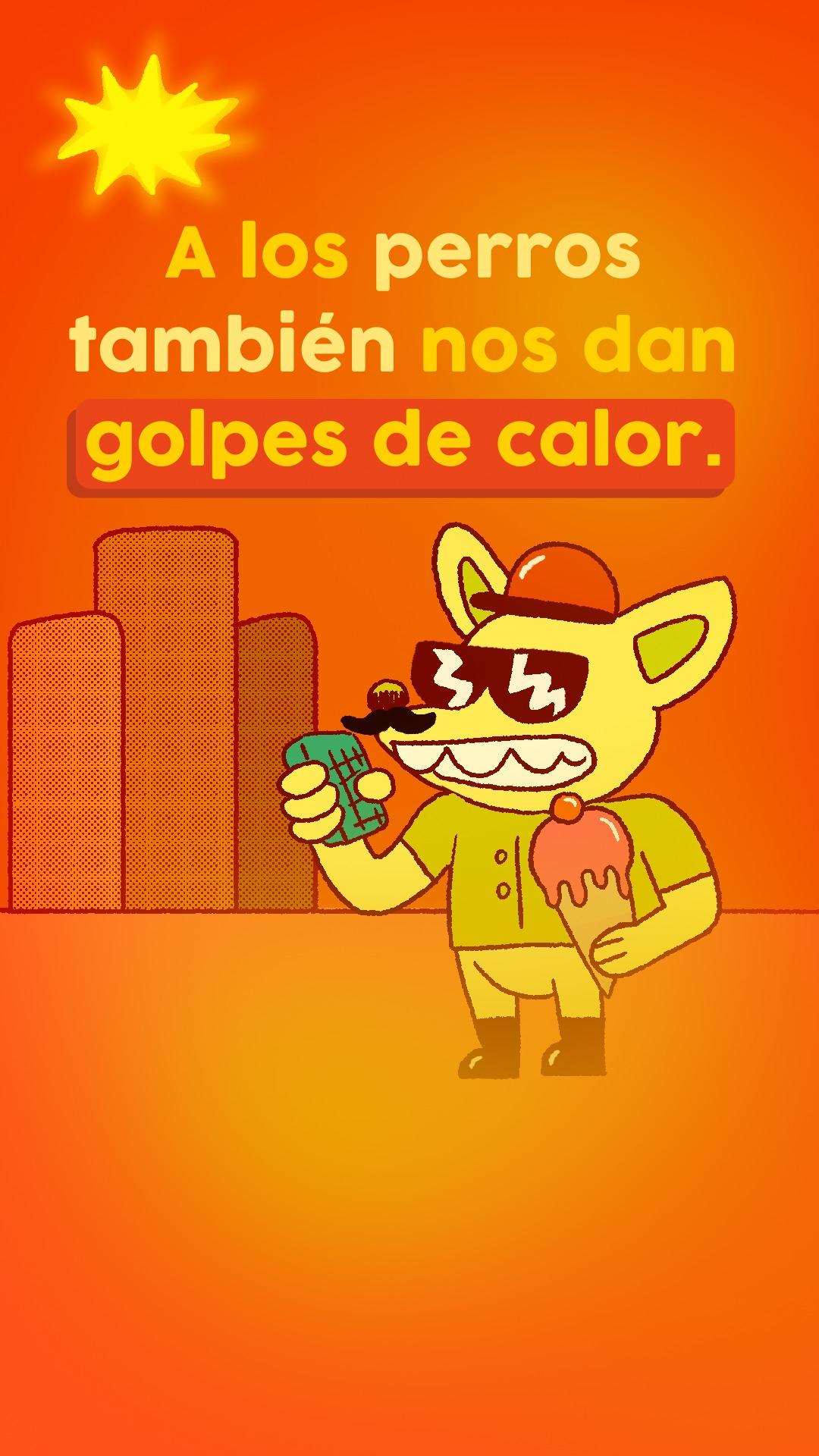 Los perros también sufren golpes de calor, ¡cuídalos! 🐶💦☀️🚑 #perros #mascotas #calor #salud #animales #pictoline