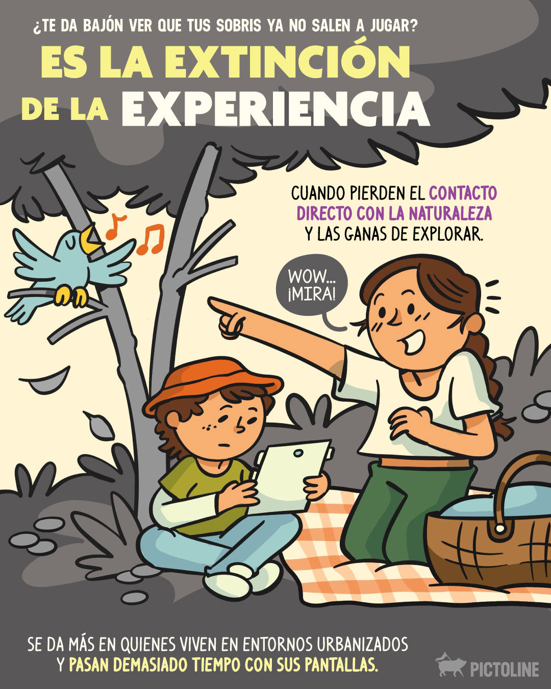 Se llama extinción de la experiencia y sí, se pierde el mundo natural por 📲🍃🐞🦋⁣ ⁣ #infancias #juego #experiencia #naturaleza #medioambiente #pictoline