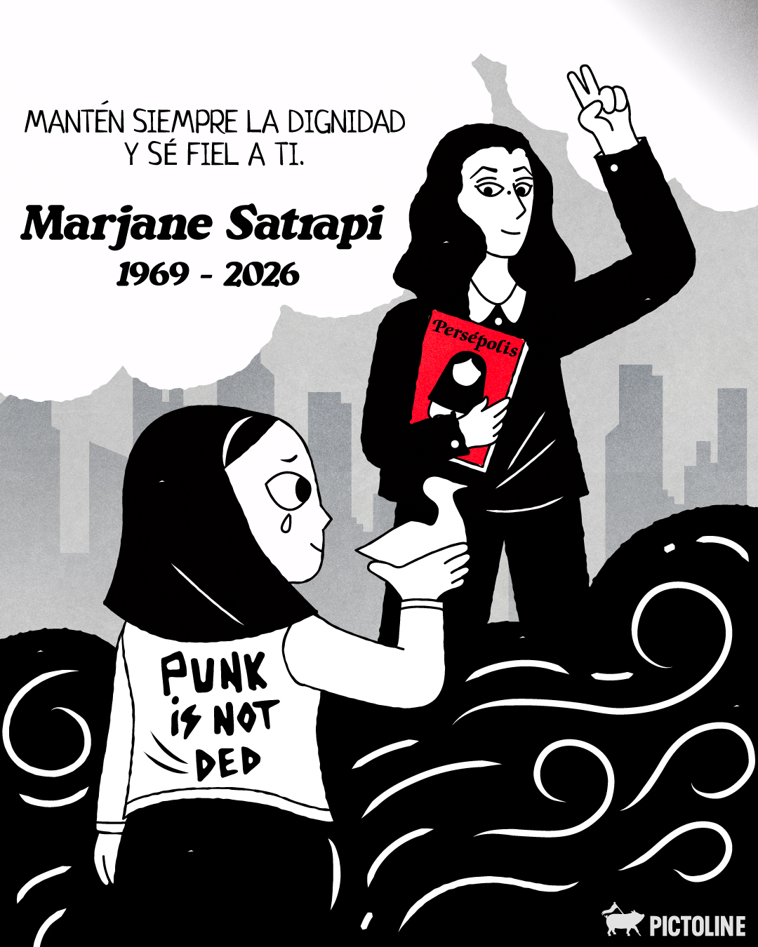 El jazmín de tu abuela hoy huele a despedida 🖤 Hasta siempre, #MarjaneSatrapi #literatura #cine #arte #breaking #actualidad #movies #comic #pictoline