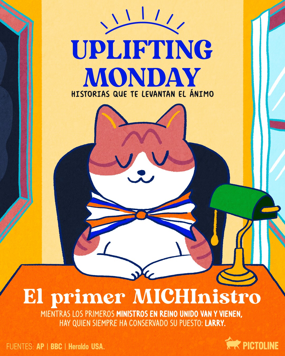 ¿Lunes de bajón? Este primer michinistro levantará tu ánimo 🐱❤️⁣ ⁣ #mascotas #sociedad #pictoline