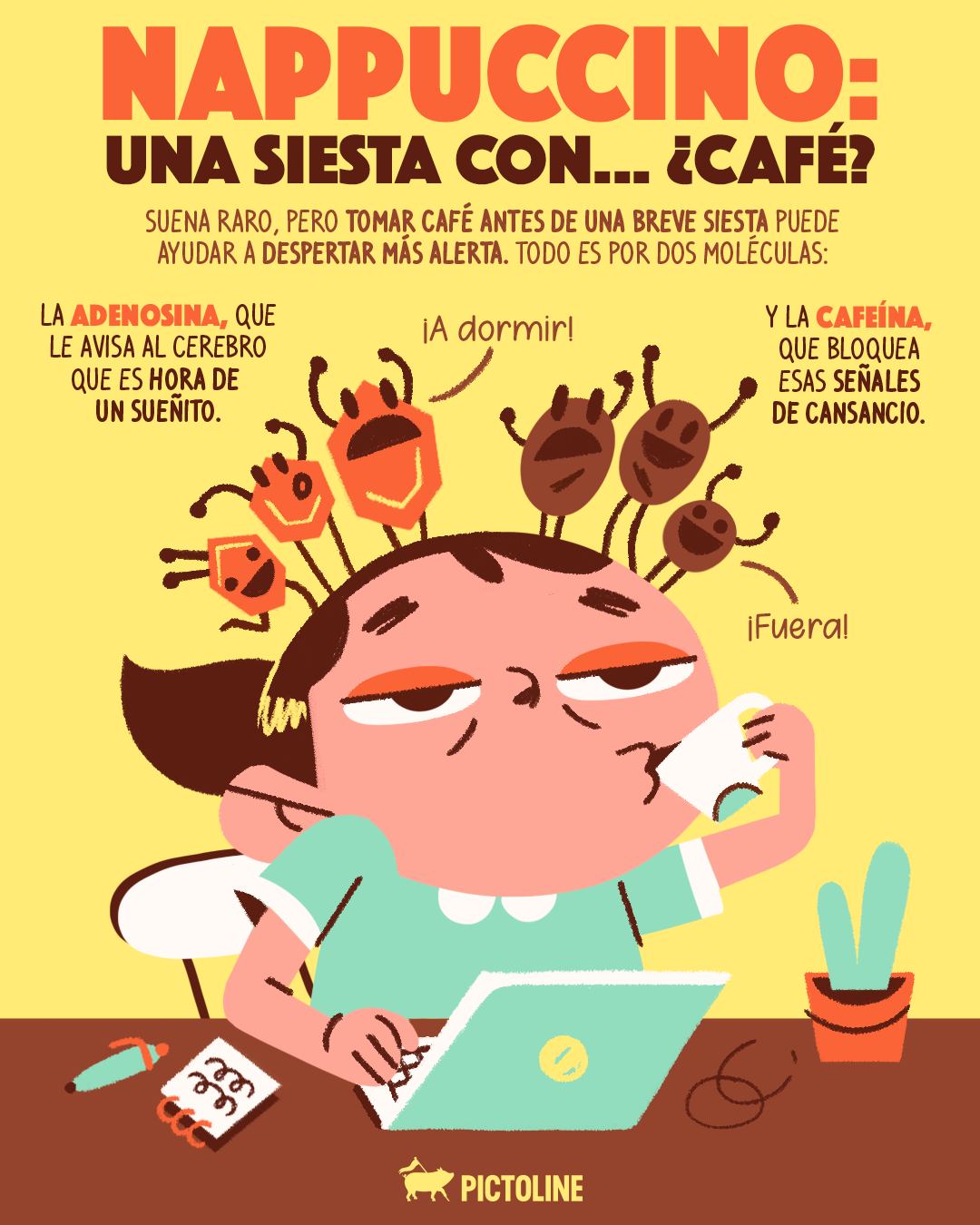 ¿Qué tal te caería una siesta así? ☕😴⁣ ⁣ #sueño #salud #pictoline